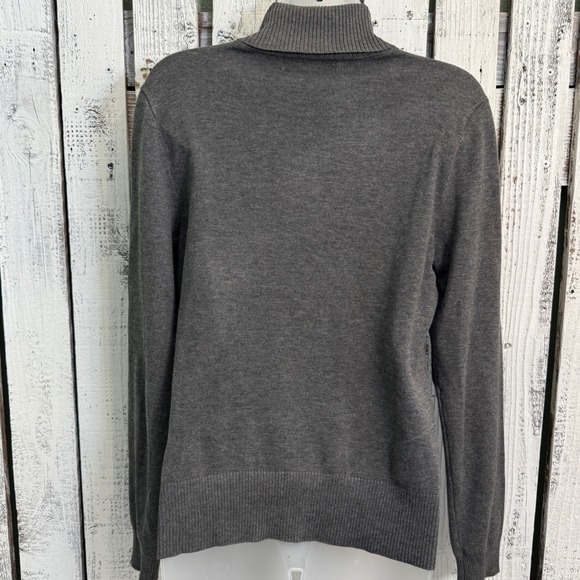 Melrose Chic New York Turtleneck Sweater Women's XL Fitted Gray Lightweight Y2K - Picture 5 of 14